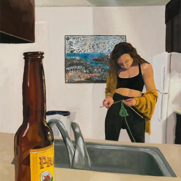 Loosely Stitched, oil on canvas, 2022, 11” x 14”