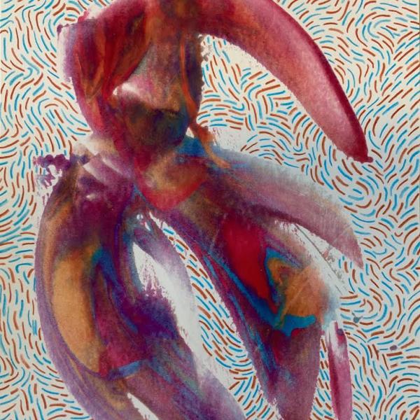 Feelings II, 2023, monotype and colored pencil 