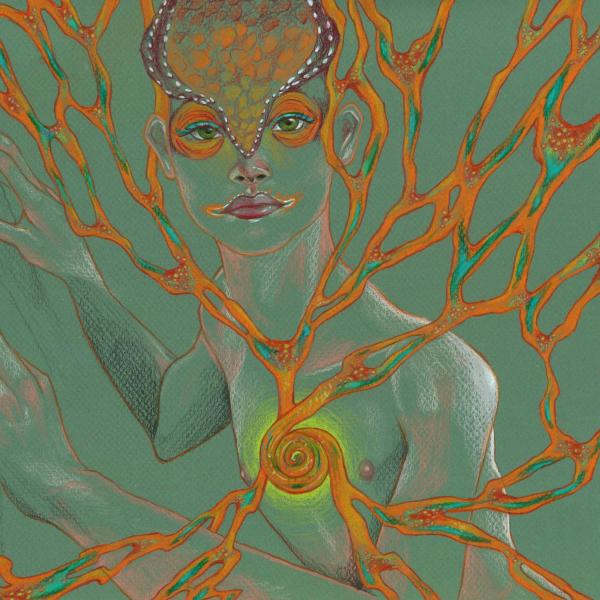 The Chameleon, 2022, colored pencil.