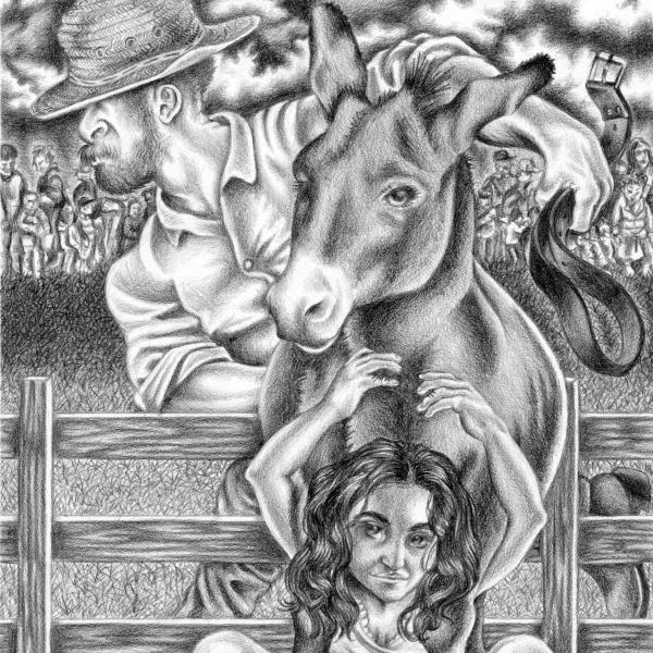 "My Skin, Donkey Skin," 2020. Black pencil drawings on paper. 8” x 11”