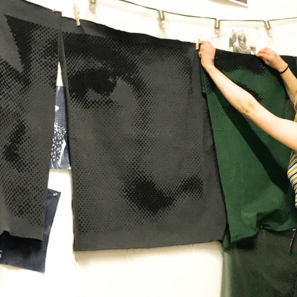 "In Memoriam: Progress Photograph" Screen Printed Fabric 2020