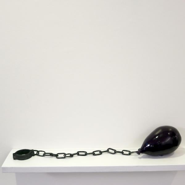 "Weightless Restraint no. 1," Glazed ceramic & graphite 36” x 10” x 9” 2019