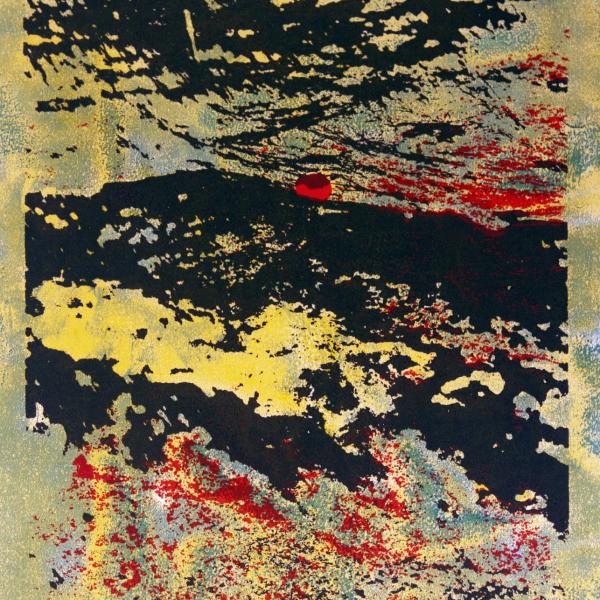 Sphere II, (2020), 24” h x 14” w, Monotype / Serigraph on BFK Rives 280 GSM Printmaking Paper