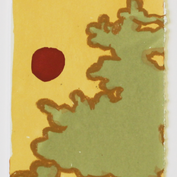 Red Sun, Screenprint with crayon and watercolor, 14” x 5”, 2020