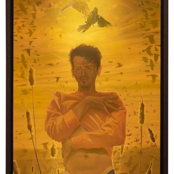 "Marsh Portrait," 2021 acrylic and oil on stretched canvas 31.5 x 71.5”
