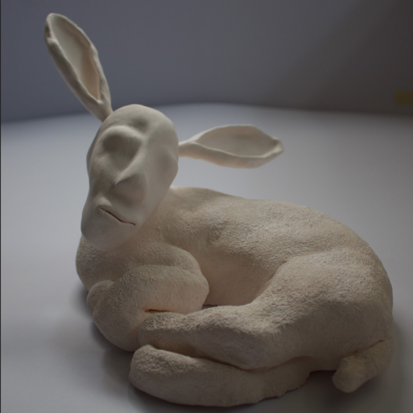 Nelika Anderson. "Lamb Man," Ceramic. 15cm x 22cm x 16cm. 2018