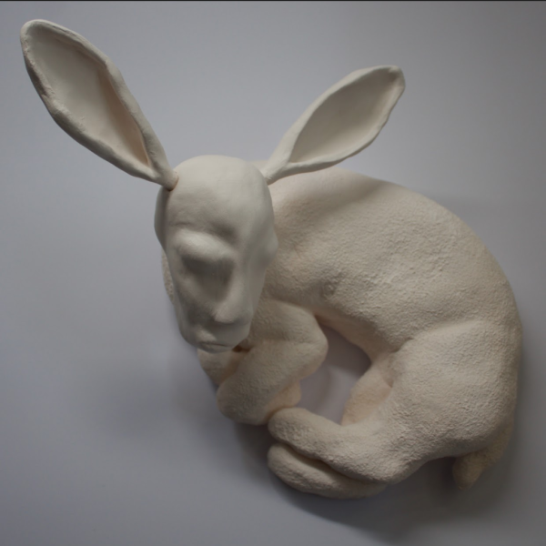 Nelika Anderson. "Lamb Man," Ceramic. 15cm x 22cm x 16cm. 2018
