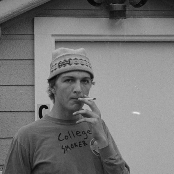 Evan Tooley. "College smokers," black and white gelatin print. 8"x10". 2019
