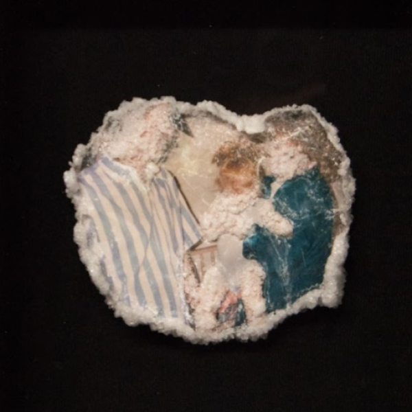 Chelsea Taylor. "Roots," Archival pigment print, salt, wood, glass. 11"x9"x2.5". 2019