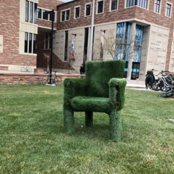 Lexi Block. "Please Sit," Wood, astroturf. 36"x27"x21". 2019