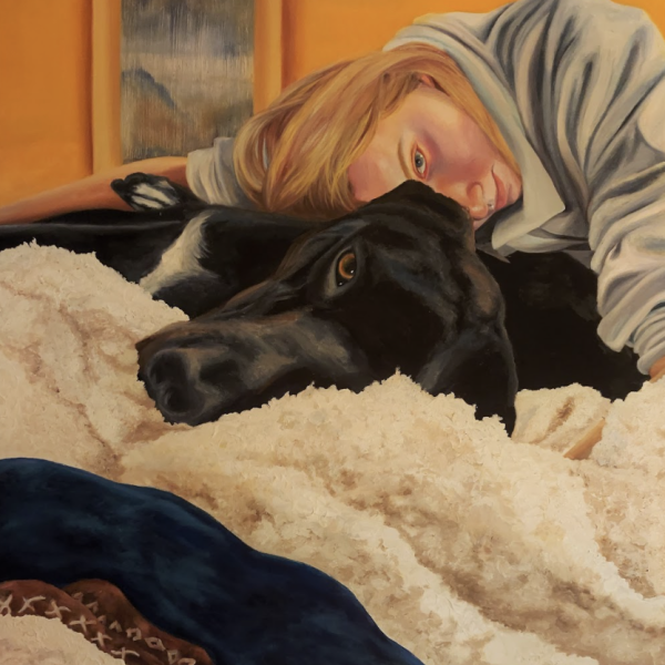 Sam Ottlinghaus, "A Girl and Her Dog", Oil and Acrylic on Canvas, 36" X 48"