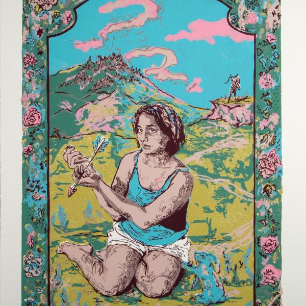 Andi Newberry, My Mother's Arrow; silkscreen on paper; 19 x 13 inches