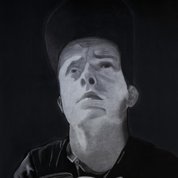 "Self Portrait (Charcoal)," charcoal on paper, 22” x 30”, 2015
