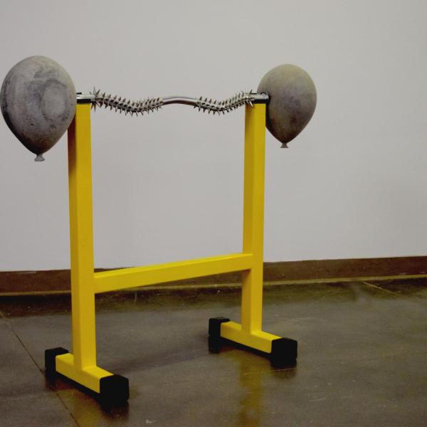 "Problematic Repetitions," Concrete balloons, steel & acrylic paint 32” x 48” x 14” 2020