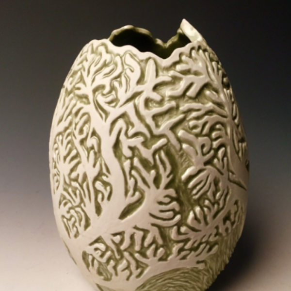Maddie Burns. "Coral Growth," Clay. 12"x6"