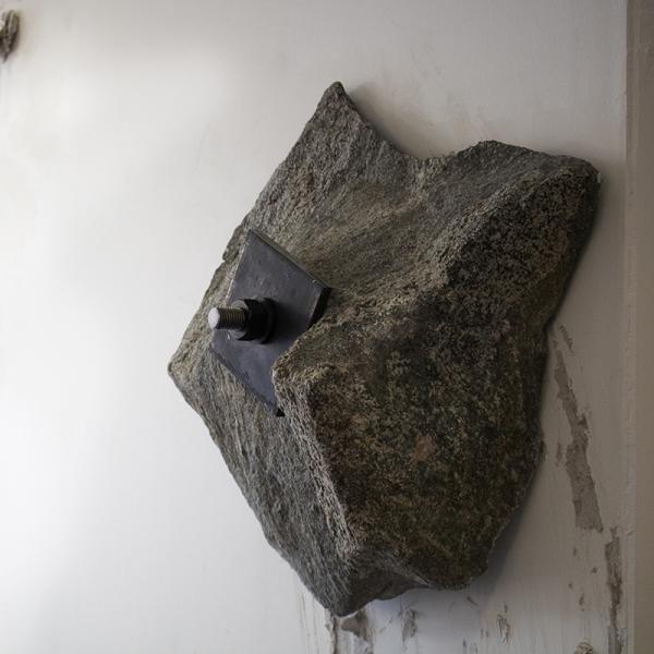 "Halted Rhythm," Granite, steel, drywall 10’ x 10’ x 18” 2019