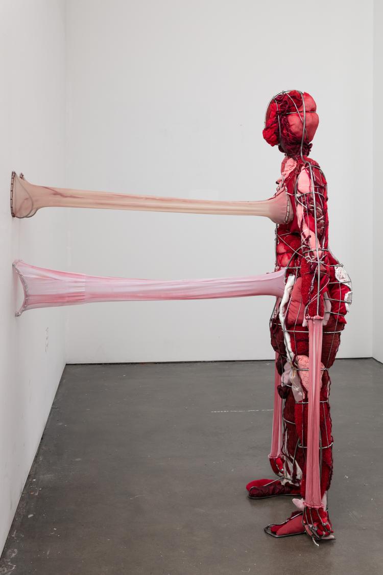 Depersonalization, 2021 Stainless steel, fabric, glass beads 5’x6’x2’