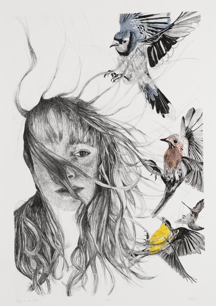 Flight In The Wind, lithograph, 14in x 18in, 2021