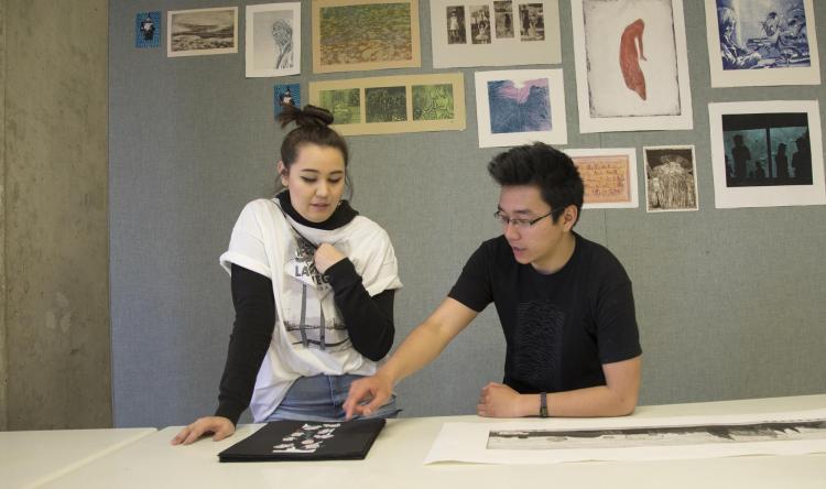 students in printmaking
