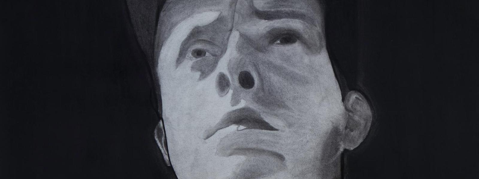 Self Portrait (Charcoal), charcoal on paper, 22” x 30”, 2015