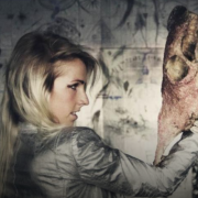 Image of Lisa Solberg holding a cow skull