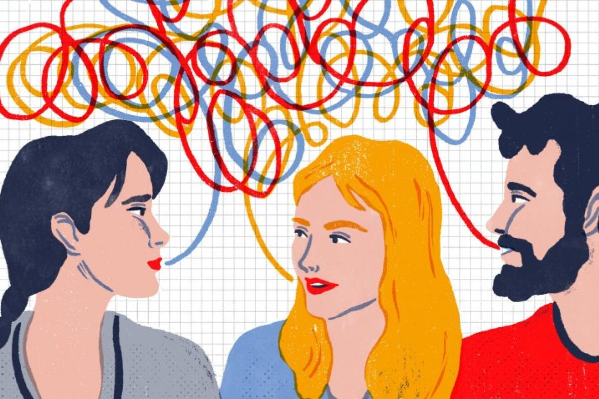People talking and arguing in an illustration