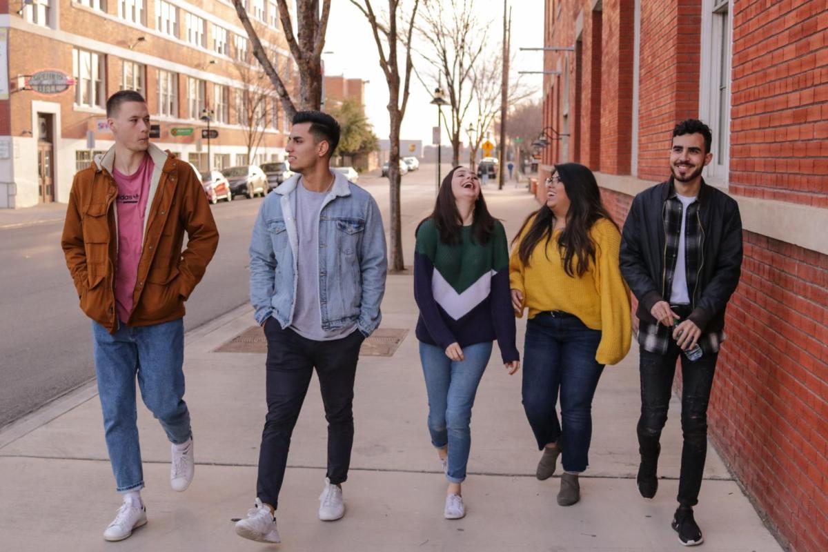 students walking