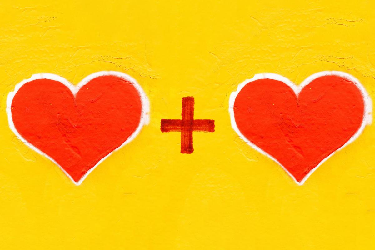 Heart shape plus sign heart shape