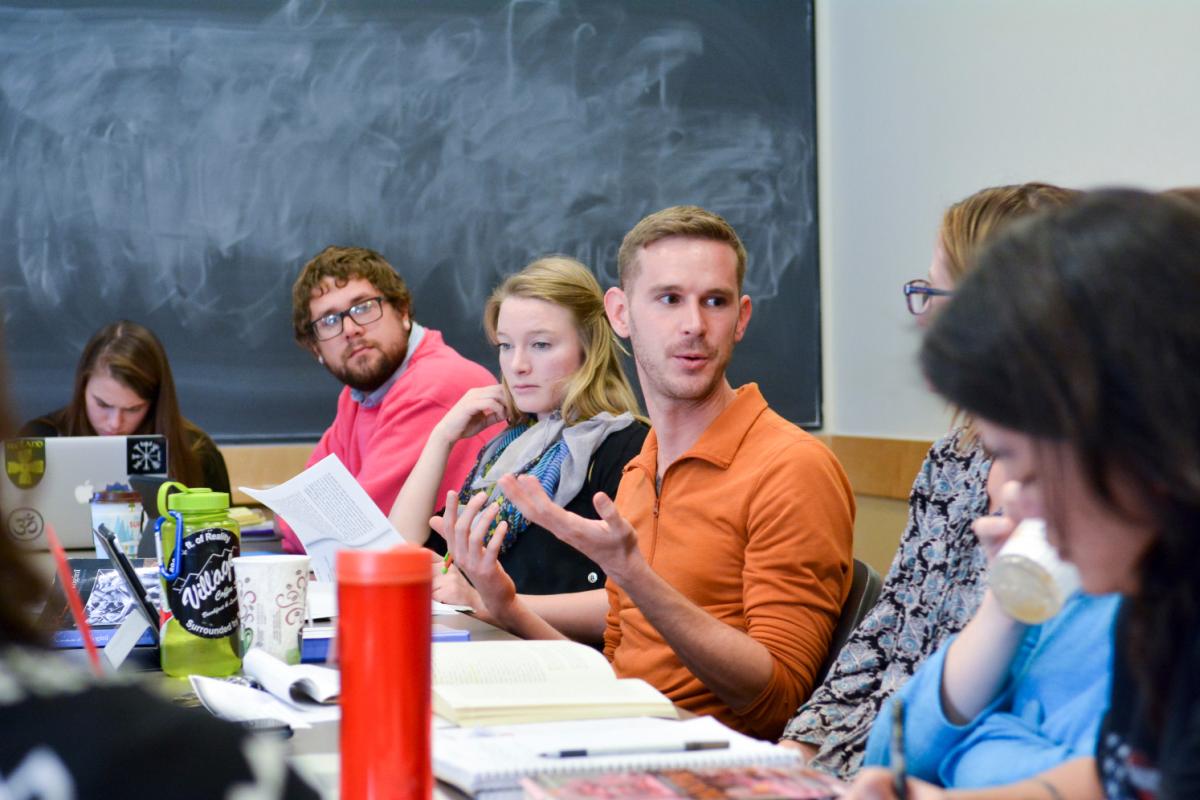 Students engage in a vibrant discussion.