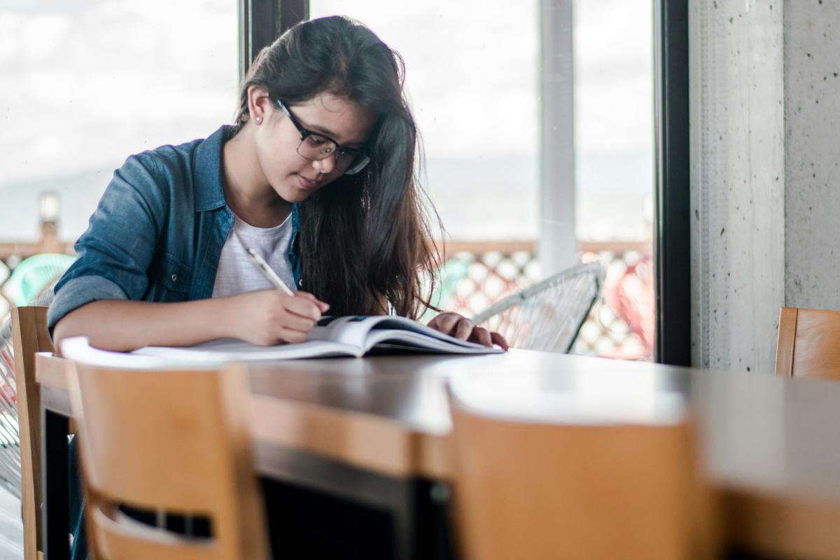 student studying