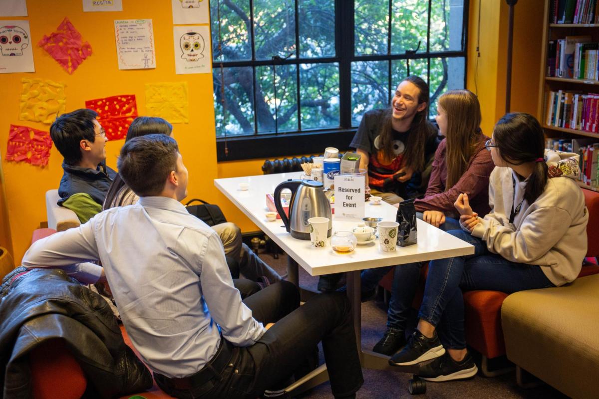 Students laughing at the HIVE