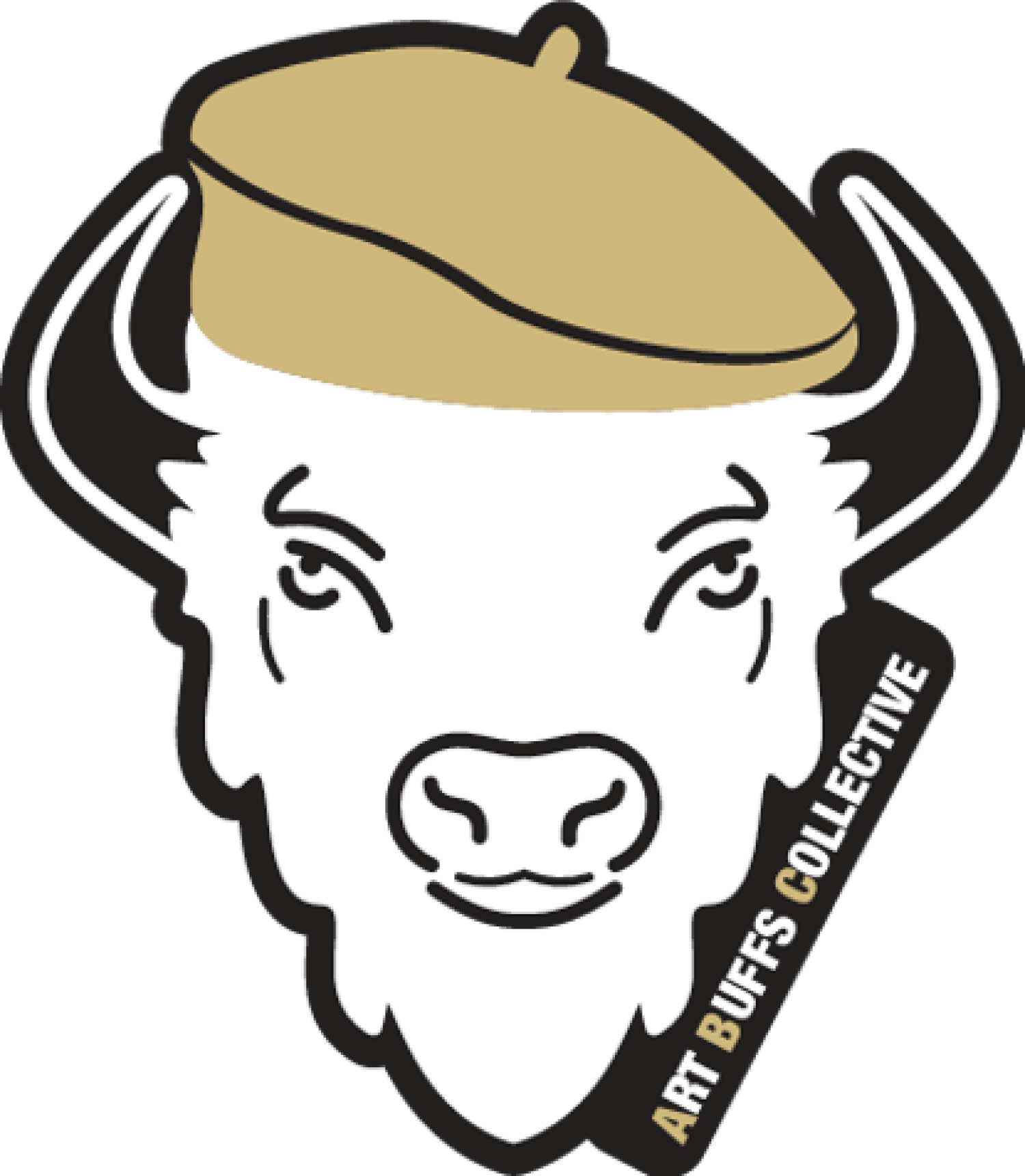 Illustration of buffalo wearing gold beret