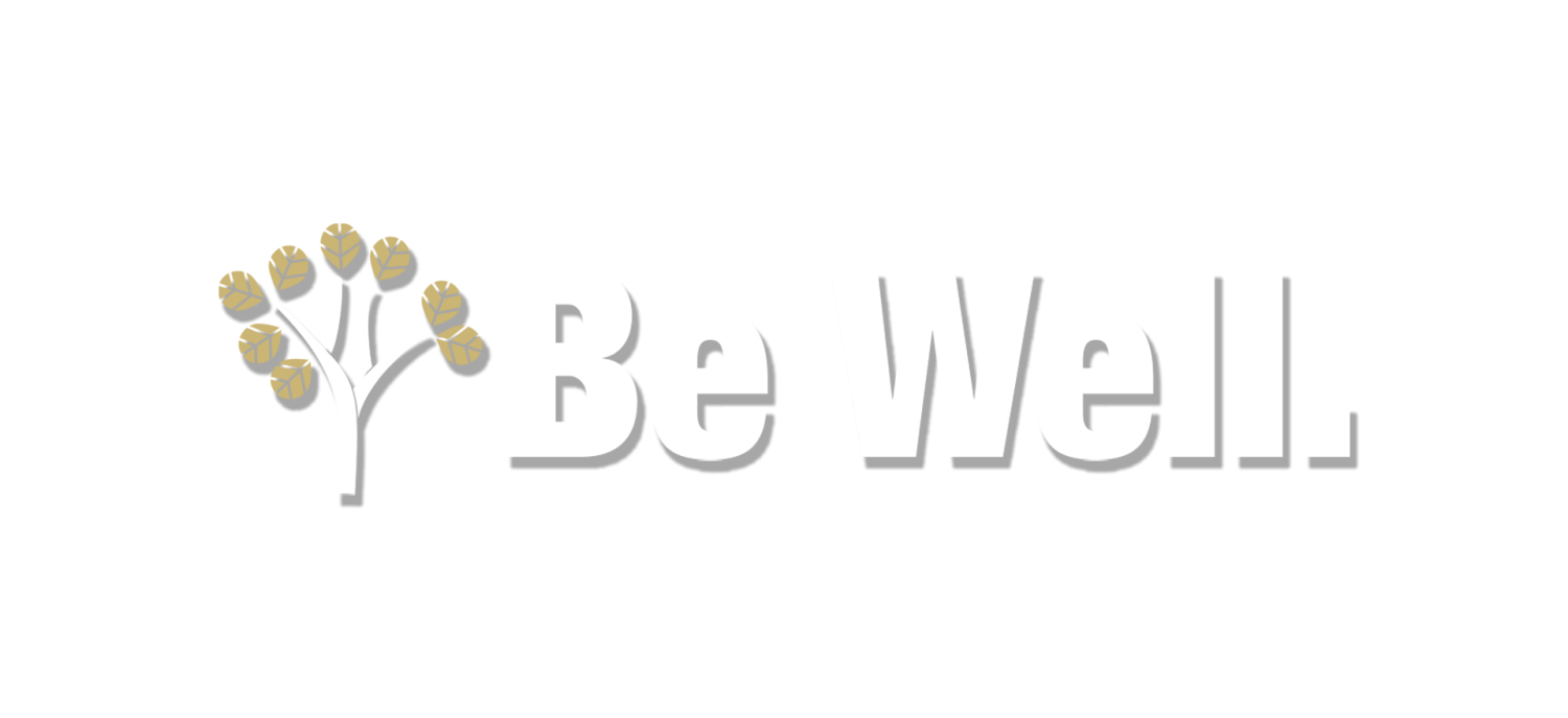 Logo design of "Be Well" with a tree.