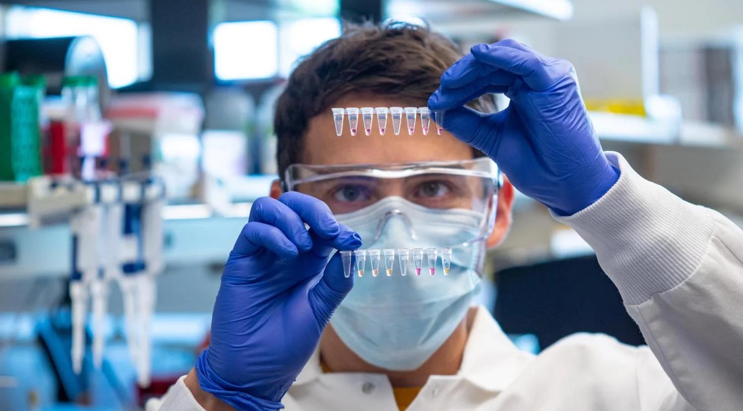 A researcher analyzes multiple samples.