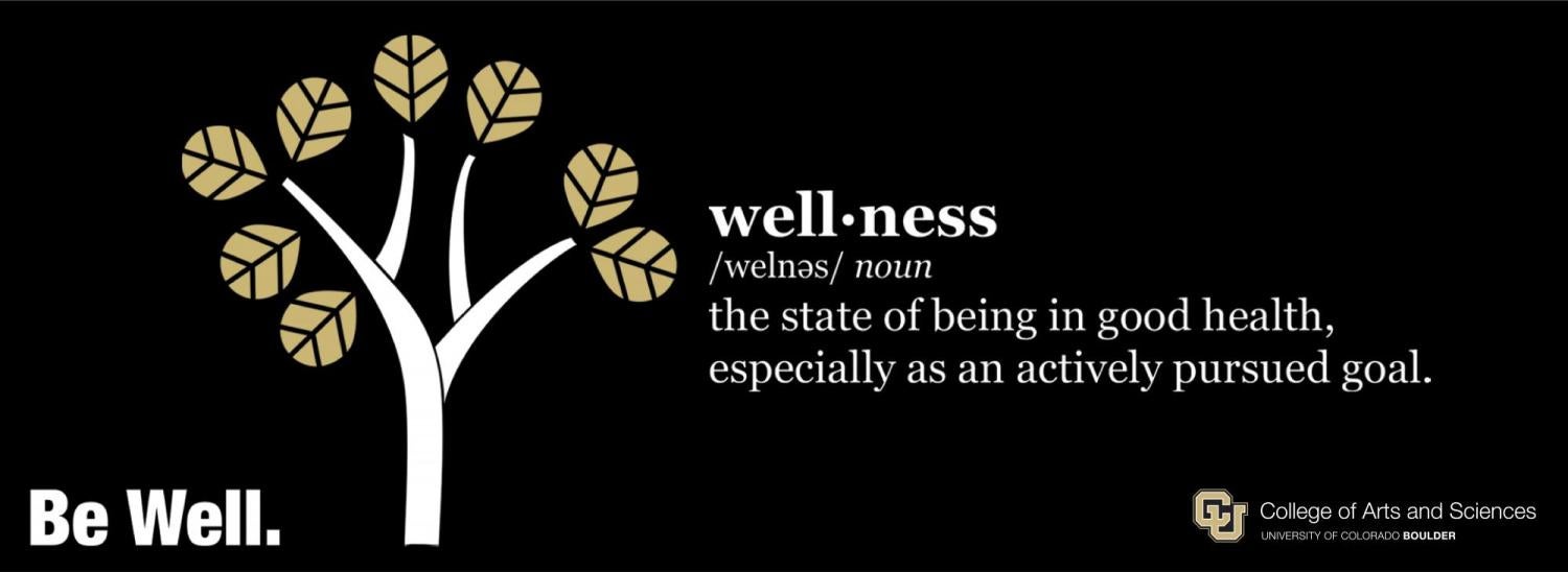 Be Well banner with the definition of wellness: the state of being in good health, especially as an actively pursued goal.