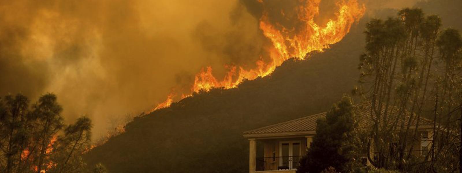 Flames from the River Fire in California