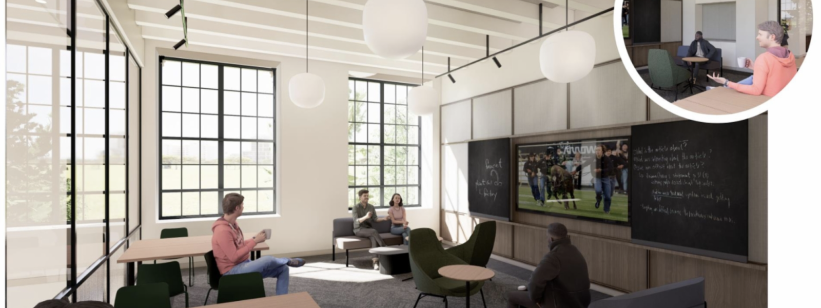 A second classroom space shows Hellems' historic chalkboards.