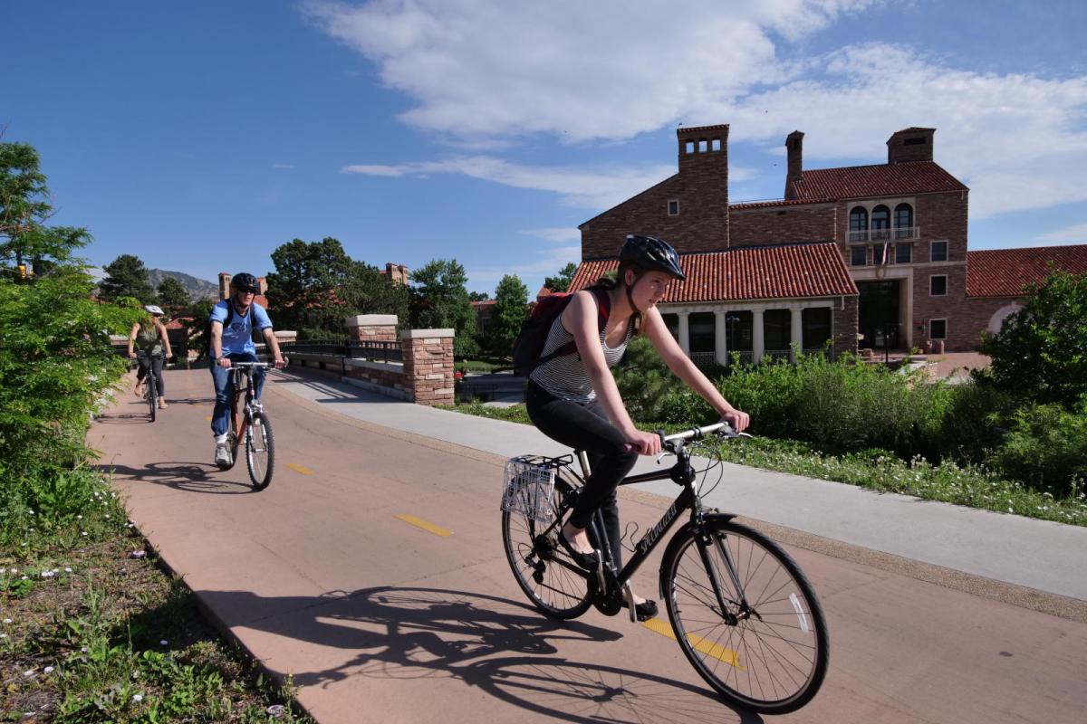 Student Biking to Campus