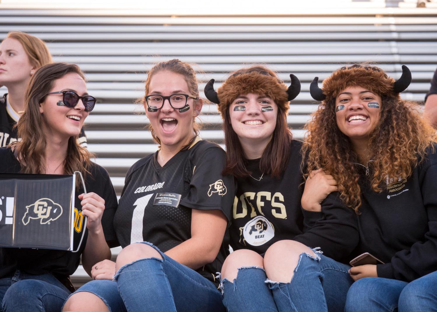 students in CU Boulder gear