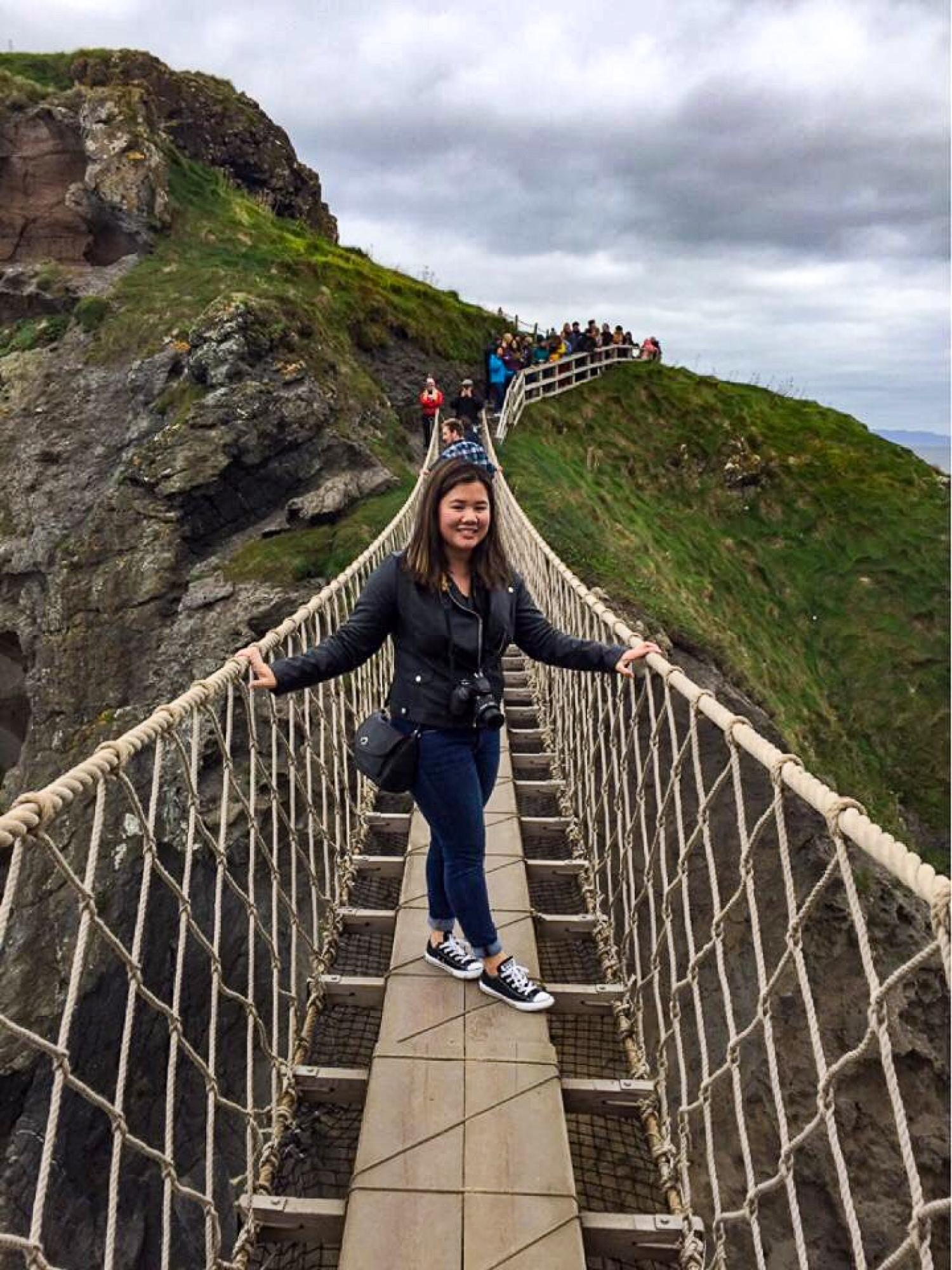 student on bridge in Ireland