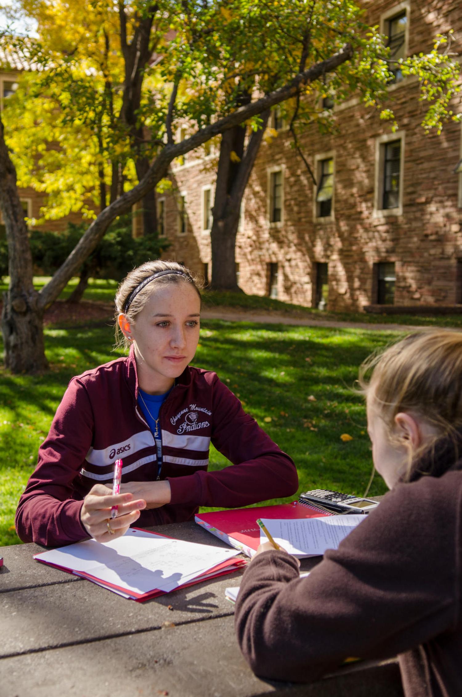 Students studying outside