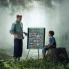 teacher and student in a forest