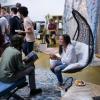 Students sit and discuss ideas at a networking event