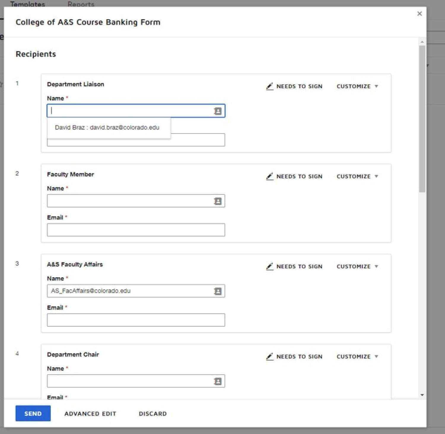 Screengrab of course buyout form
