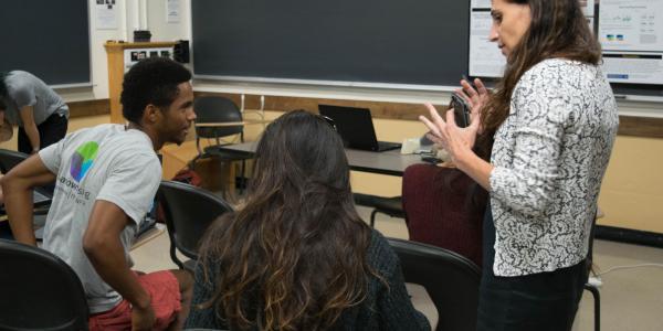 A person teaching a class