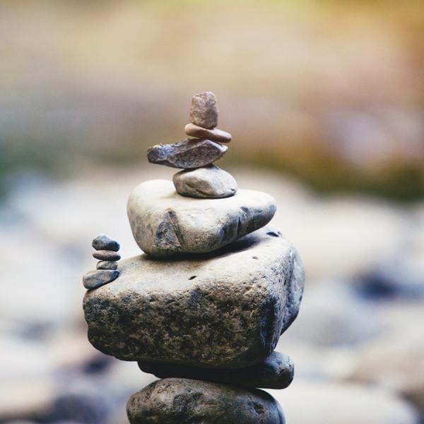 Stock image of stacked rocks for meditation