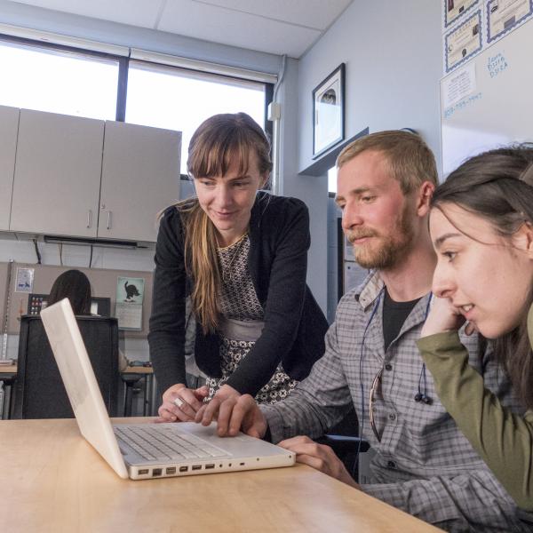 June Gruber, at left, is leading an interdisciplinary effort to improve human understanding of people’s emotions. Photo by Glenn Asakawa.