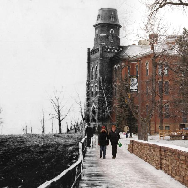 Old Main then and now