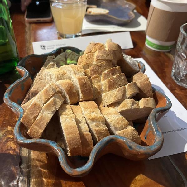 bread in ceramic dish