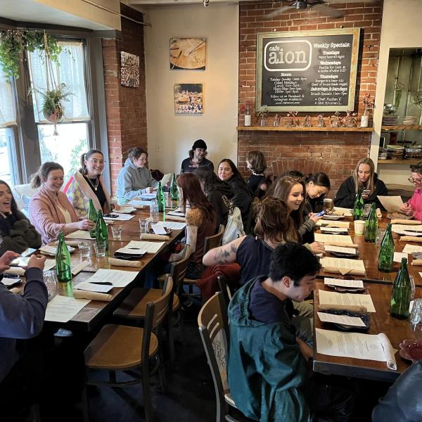 Intermediate ceramics students at Café Aion